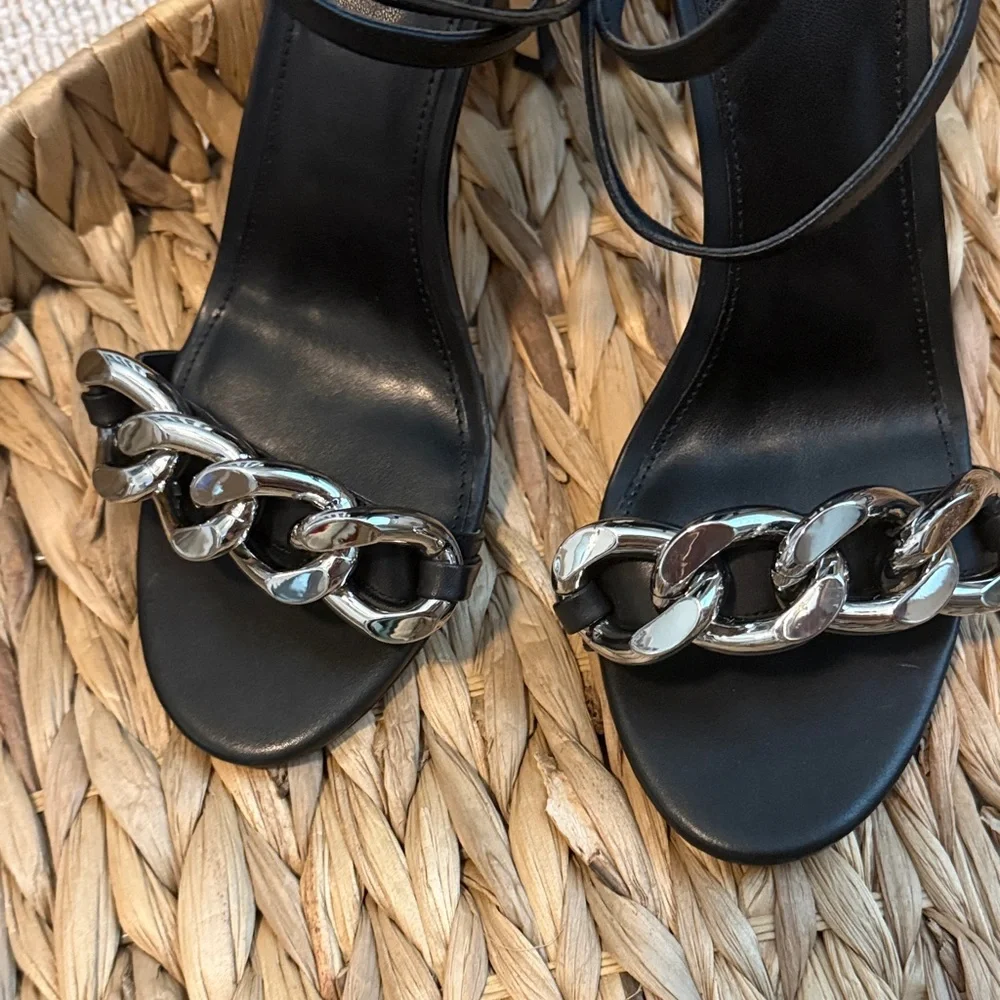 Michael Kors Black Heels with Silver Chain Detail - Picture 7 of 7